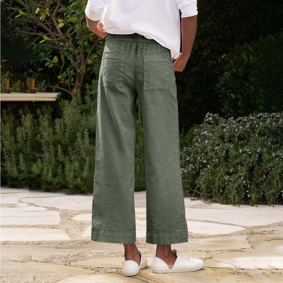 Old Navy linen-blend wide-leg pants in olive green NWT Size XL SP17 - Picture 3 of 11